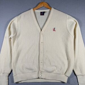 Vintage PGA Tour Vintage Cream Orlon‎ Acrylic Cardigan Sweater Mens Medium